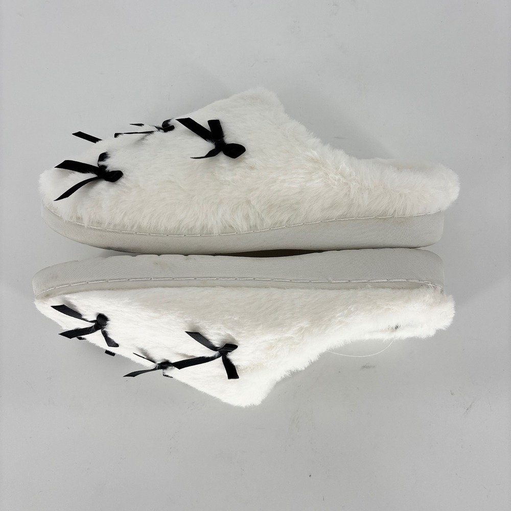 Mia Cozi Multi-Bow Slipper Cream/Black Women Size 7 Faux Fur Lounge Cozy Warm - Picture 6 of 12